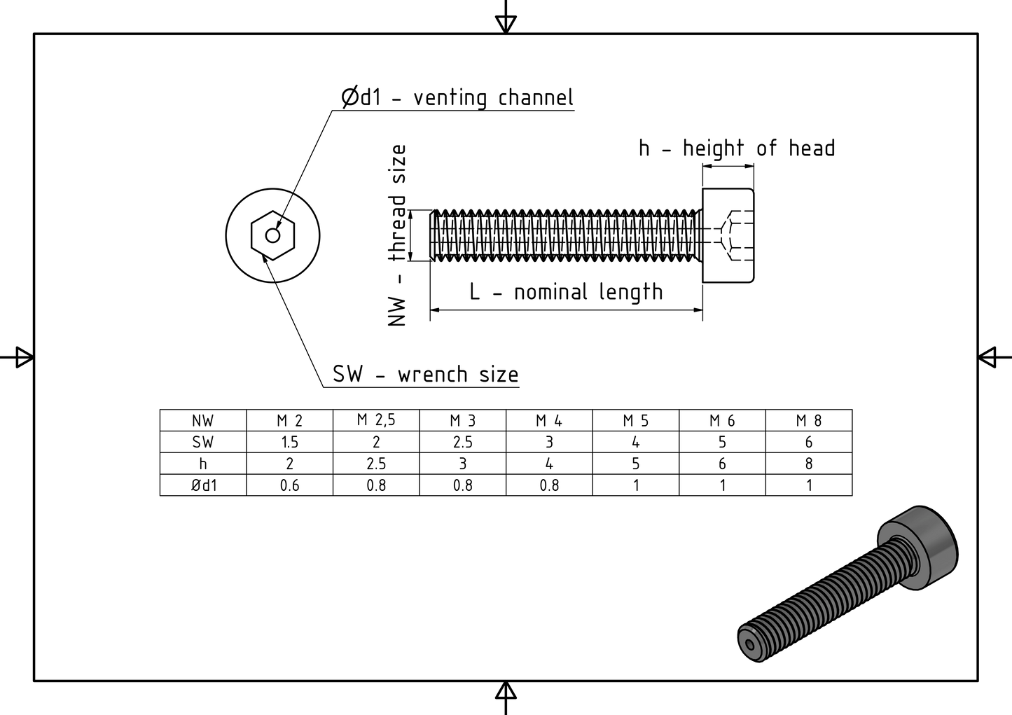 Vented silver coated screw A2 with head cap and hexagon socket / pack of 10