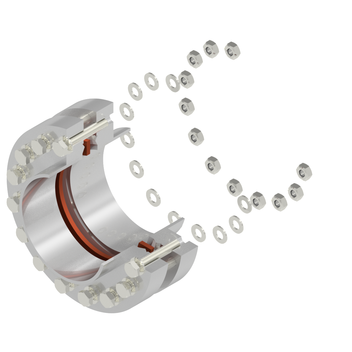 Flange screw/ bolt kit for mounting two CF-flanges
