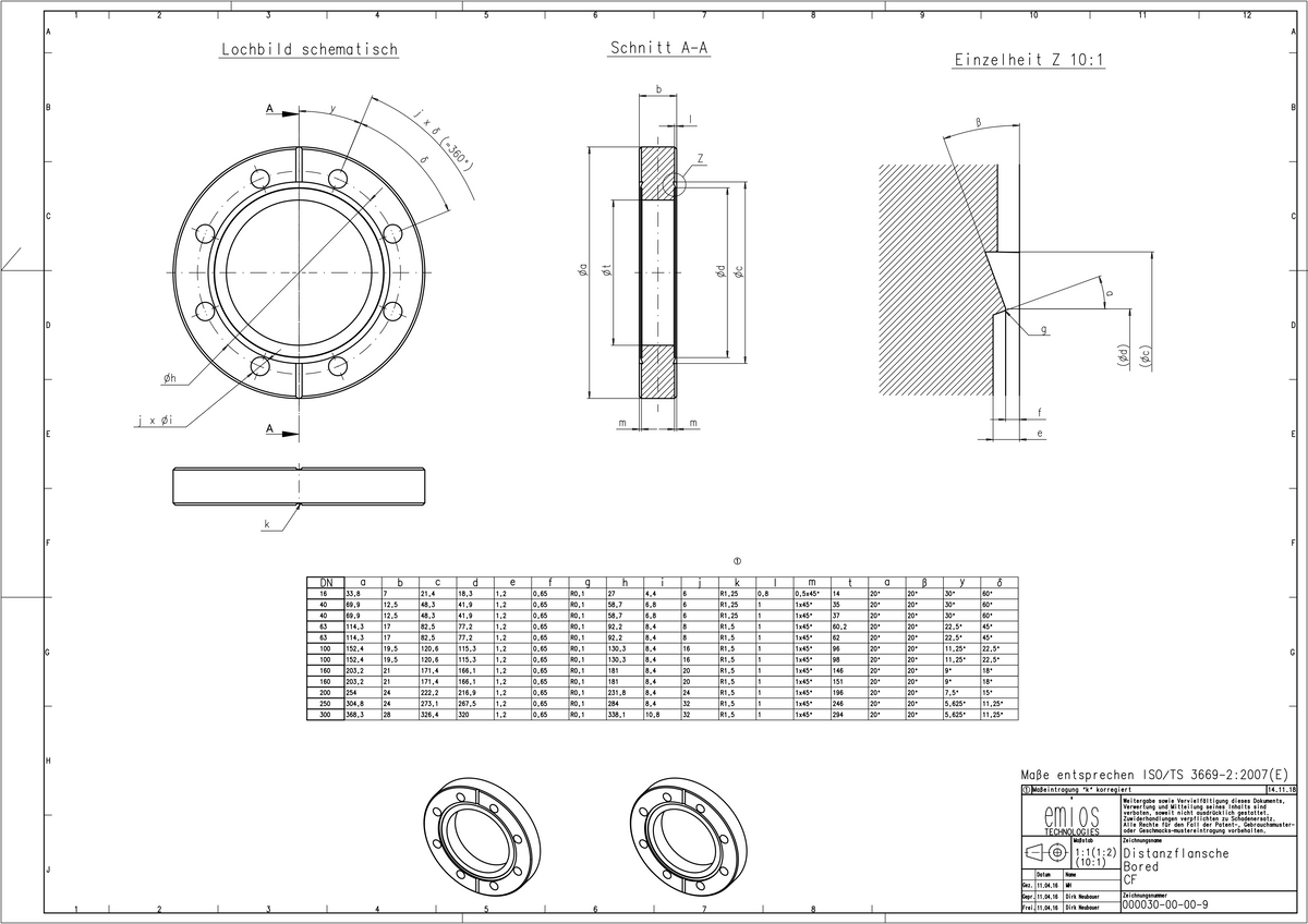 CF Double Sided Flange Metric Tapped