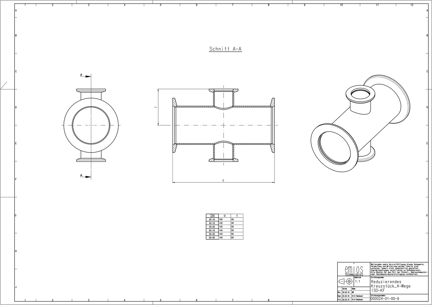 KF 4-Way Reducing Cross