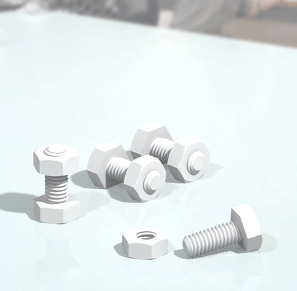 Alumina Screws and Nuts Al₂O₃ 99.5% Pack of 4 Pairs