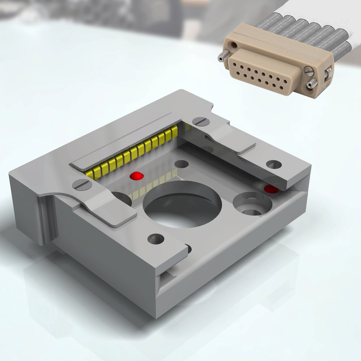 EC13 Drawer Style Receiver for Flag Style Sample Holder Plates with 13 Electrical Contacts