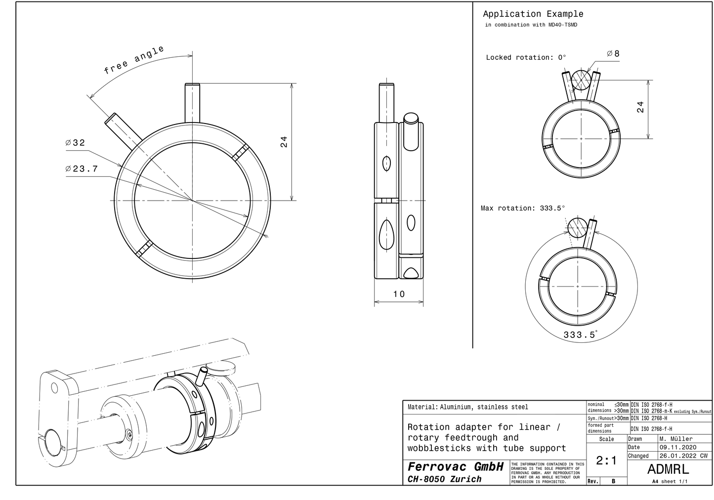 Rotation Lock/Limitation Adapter for Linear/Rotary Feedthrough