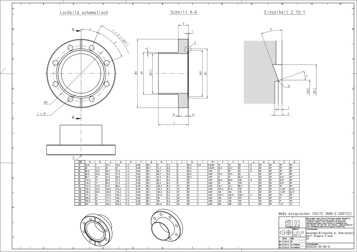 CF Half Nipple Rotatable Metric Tapped