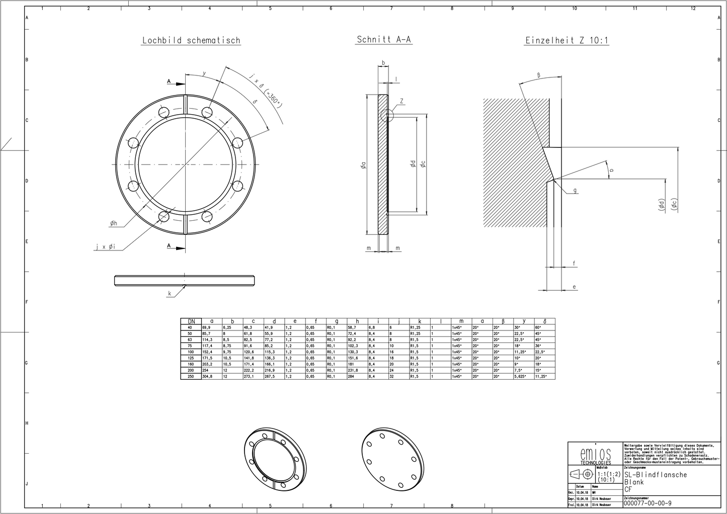 Slim-Line CF Flanges™ Blank Metric Tapped